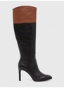 Usnjeni elegantni škornji Lauren Ralph Lauren Page ženski, črna barva, 802915403004