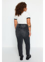 Trendyol krivulja Črni visok pas Mama Jeans
