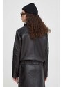 Usnjena jakna The Kooples ženska, črna barva