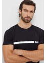 Bombažna kratka majica BOSS moški, črna barva