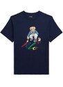 Otroška bombažna kratka majica Polo Ralph Lauren mornarsko modra barva