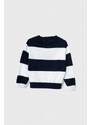 Otroški bombažen pulover Guess mornarsko modra barva