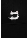 Bombažna bejzbolska kapa Karl Lagerfeld črna barva