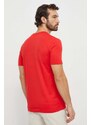 Bombažna kratka majica BOSS moški, rdeča barva