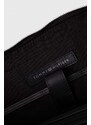 Usnjena torba za prenosnik Tommy Hilfiger črna barva