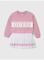 Otroška bombažna obleka Guess roza barva