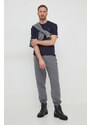 Pulover Calvin Klein moška, siva barva, s kapuco