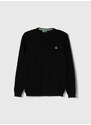 Otroški bombažen pulover United Colors of Benetton črna barva
