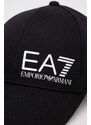 Bombažna bejzbolska kapa EA7 Emporio Armani črna barva