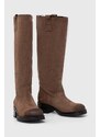 Elegantni škornji iz semiša Steve Madden Banner ženski, rjava barva, SM11003092