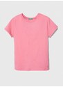 Otroška bombažna kratka majica United Colors of Benetton roza barva