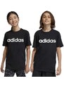 Otroška bombažna kratka majica adidas U LIN črna barva