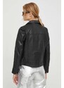 Usnjena biker jakna Pepe Jeans ženska, črna barva