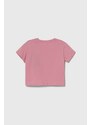 Otroška bombažna kratka majica Guess roza barva