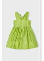 Otroška obleka z mešanico lanu Mayoral zelena barva