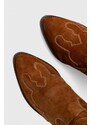 Kabojski škornji iz semiša Pepe Jeans PLS50512 ženski, rjava barva, APRIL CITY