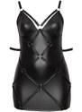 Cottelli Plus Size - Mini obleka brez naramnic z manšetami za roke (črna)