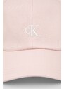 Otroška bombažna bejzbolska kapa Calvin Klein Jeans roza barva