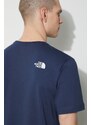 Bombažna kratka majica The North Face M S/S Easy Tee moška, mornarsko modra barva, NF0A87N58K21