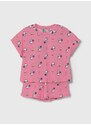 Otroška pižama United Colors of Benetton roza barva