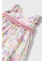 Obleka iz lanene mešanice za dojenčke Mayoral roza barva