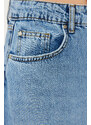 Trendyol Blue Flounce Sewing Detailed High Waist Maxi Denim Skirt