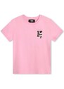 Otroška bombažna kratka majica Karl Lagerfeld roza barva