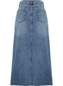 Trendyol Blue Flounce Sewing Detailed High Waist Maxi Denim Skirt