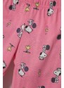 Otroška bombažna pižama United Colors of Benetton x Snoopy roza barva