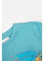 Otroška bombažna majica z dolgimi rokavi Coccodrillo turkizna barva