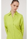 Bombažna srajca HUGO ženska, zelena barva