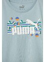 Otroška bombažna kratka majica Puma ESS+ SUMMER CAMP Tee turkizna barva