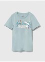 Otroška bombažna kratka majica Puma ESS+ SUMMER CAMP Tee turkizna barva