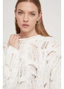 Bombažen pulover Desigual bela barva