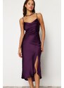 Trendyol Purple Lined Woven Satin Evening Dress