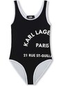 Enodelne otroške kopalke Karl Lagerfeld črna barva