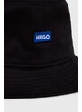 Bombažni klobuk Hugo Blue črna barva
