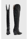 Usnjeni kavbojski škornji AllSaints ROXANNE ženski, črna barva, Roxanne
