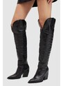 Usnjeni kavbojski škornji AllSaints ROXANNE ženski, črna barva, Roxanne