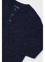 Otroški pulover s primesjo lanu Mayoral mornarsko modra barva