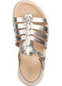 Otroški usnjeni sandali Geox SANDAL SOLEIMA srebrna barva