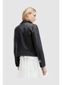 Usnjena jakna AllSaints DALBY ženska, črna barva