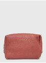 Usnjena kozmetična torbica Coccinelle roza barva