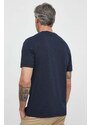 Bombažna kratka majica Boss Orange moški, mornarsko modra barva