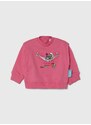 Bombažen pulover za dojenčka Emporio Armani x The Smurfs roza barva