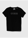 Otroška kratka majica Guess črna barva