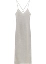 MANGO Pletena obleka 'Tiffany' srebrno-siva