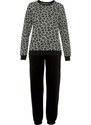 VIVANCE Pižama siva / pegasto siva / črna