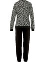 VIVANCE Pižama siva / pegasto siva / črna