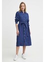 Lanena obleka Polo Ralph Lauren mornarsko modra barva, 211943992